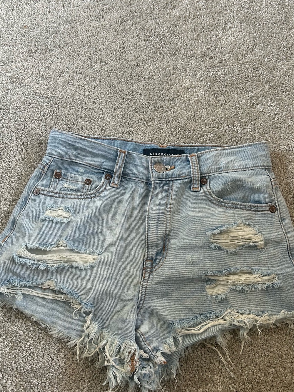Aeropostale Light Wash Distressed Denim Cutoff Shorts